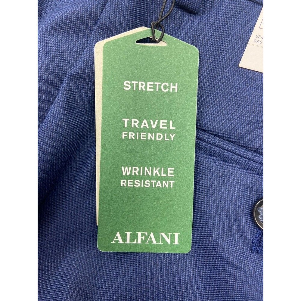 $135 BRAND NEW ALFANI Mens 30x32 Solid Blue Soft Slim Fit Dress Pants/Slacks - Picture 4 of 7